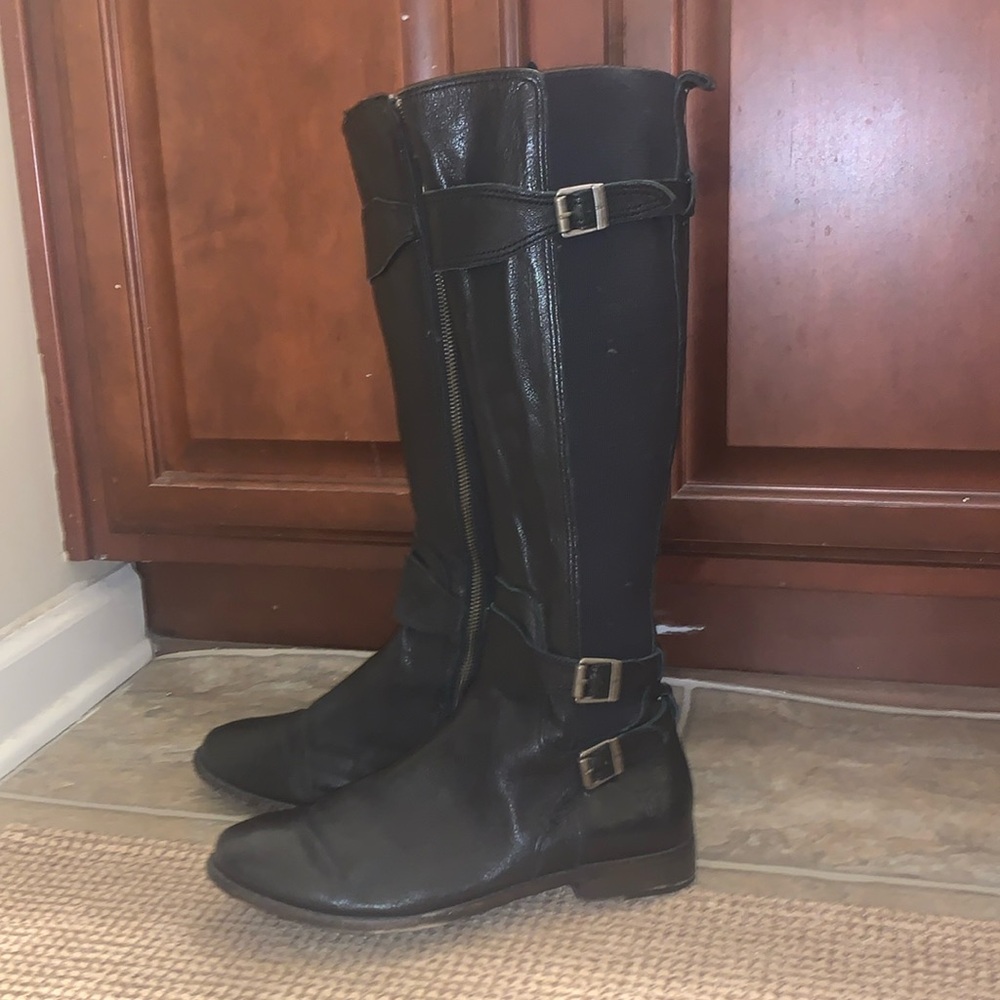 Frye Anna gore tall black leather